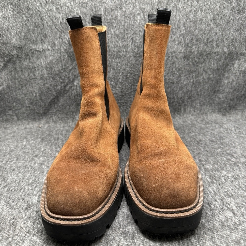 Sam Edelman Laguna Chelsea Boot Womens 9.5W Cognac Suede Lug Sole Chunky - Picture 2 of 8